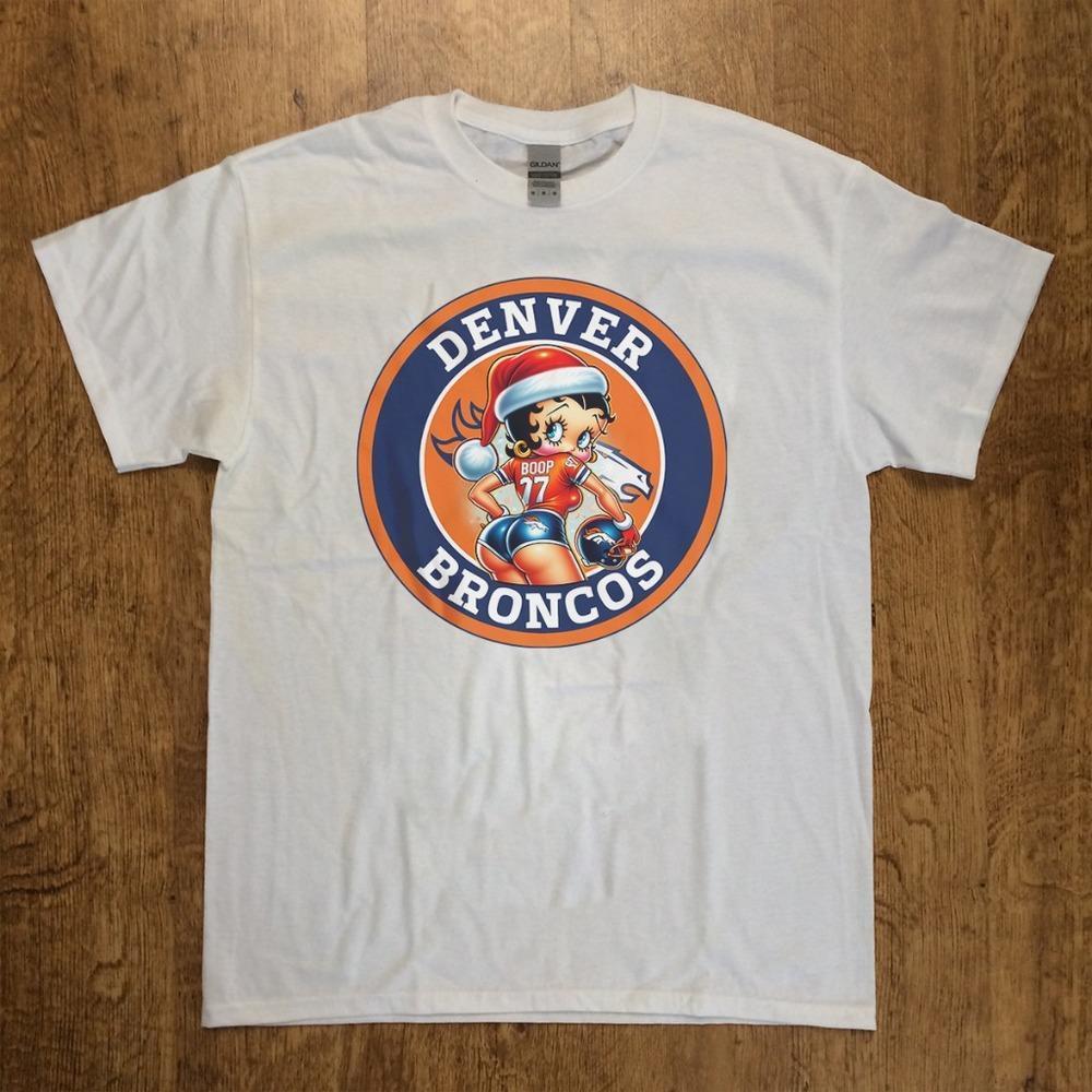 Denver Broncos Betty Boop Christmas T-Shirt - Nfl - Unisex White T-Shirt